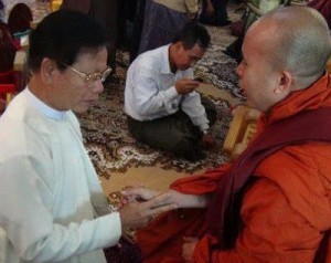 Monk Wirathu Seen with Ex-General Khin Nyut Recently