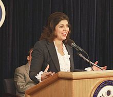 Farah Pandith speaking to the press January 28, 2011  (Photo-wiki)