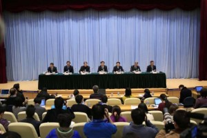 Officials attend a news conference releasing the investigation results of the deadly stampede during New Year Eve celebrations on the Bund, in Shanghai