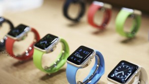 Apple watches are displayed following an Apple event in San Francisco