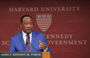 Issoufou Mahamadou, President of Niger, speaks at the John F. Kennedy School of Government at Harvard University in Cambridge