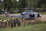 Nepalese service members load relief supplies into a U.S. Marine Corps UH-1Y Venom from Joint Task Force 505 at Sindhuli, Nepal in this May 11, 2015. Six U.S. Marines and two Nepalese soldiers were aboard a U.S. Marine Corps helicopter that was declared missing. REUTERS/Hernan Vidana/U.S. Marine Corps photo/Handout