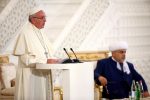 Pope Francis talks during a meeting with Azerbaijan's Grand Mufti Allahshukur Pashazade at the Heydar Mosque in Baku, Azerbaijan October 2, 2016. REUTERS/Alessandro Bianchi