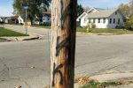 “KKK” is shown spray painted on a telephone pole in Kokomo, Indiana, U.S.  November 1, 2016. REUTERS/Peter Eisler