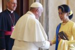 Pope Francis greets Myanmar State Counsellor Aung San Suu Kyi at the end of a private audience at the Vatican May 4, 2017. REUTERS/Tony Gentile /// 

-- 
  Reuters News Pictures Rome
  rompix@fastmail.fm