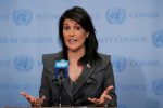 FILE PHOTO: U.S. Ambassador to the United Nations Nikki Haley speaks at UN headquarters in New York, NY, U.S., January 2, 2018. REUTERS/Lucas Jackson/File Photo