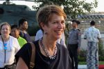 (FILES) In this file photo taken on October 15, 2018, UN Special Envoy for Myanmar Christine Schraner Burgener arrives at Sittwe airport after visiting Maung Daw Township at the Bangladesh-Myanmar border area in Rakhine State. - Burgener implored the UN Security Council to take action on March 31, 2021, in the Asian nation's escalating crisis, warning of the risk of civil war and an imminent "bloodbath" as the junta violently represses pro-democracy protests. "I appeal to this Council to consider all available tools to take collective action and do what is right, what the people of Myanmar deserve and prevent a multi-dimensional catastrophe," Burgener told the closed-door session, according to remarks obtained by AFP. (Photo by STR / AFP)