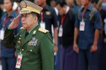 Myanmar's Commander in Chief Senior General Min Aung Hlaing salutes as he attends an event marking Martyrs' Day at Martyrs' Mausoleum in Yangon, Myanmar July 19, 2018. REUTERS/Ann Wang - RC1F4623D2C0